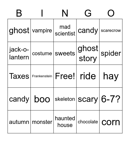 Halloween Bingo Card