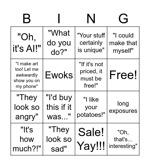 Vendor Bingo Card