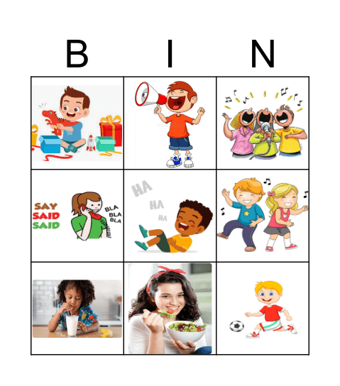 Basic Verbs pictures Bingo Card