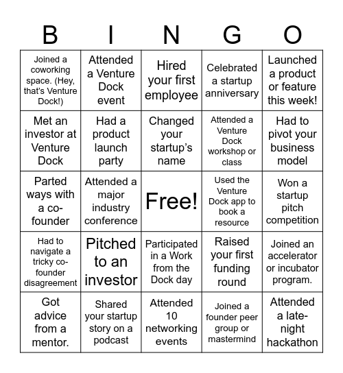 Founders Bingo Card