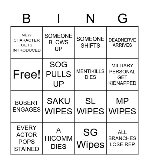 All branches going utopia PD Bingo Card