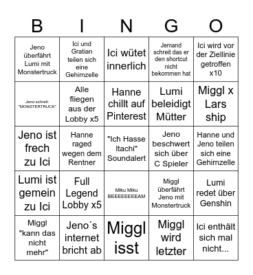 Sonic Racing BINGO Card