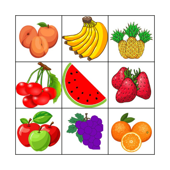 Fruit Bingo Card