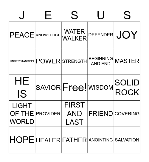 JESUS BINGO Card