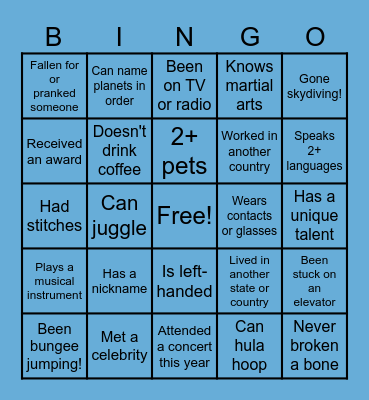 Get to Know You Bingo Card