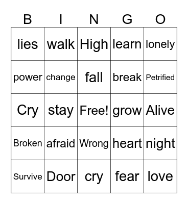 i will survive Bingo Card