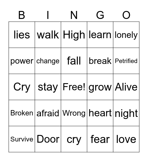 i will survive Bingo Card