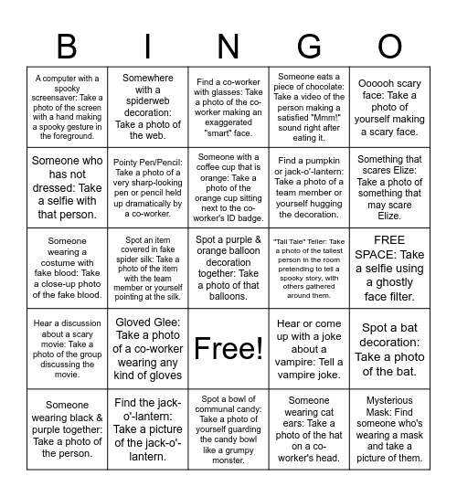 testing Bingo Card
