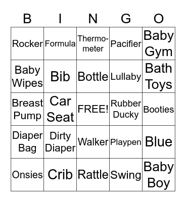 Baby Shower Bingo Card