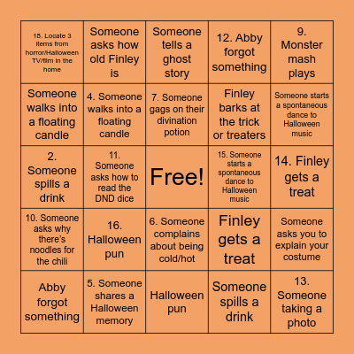 Halloween Bingo Card