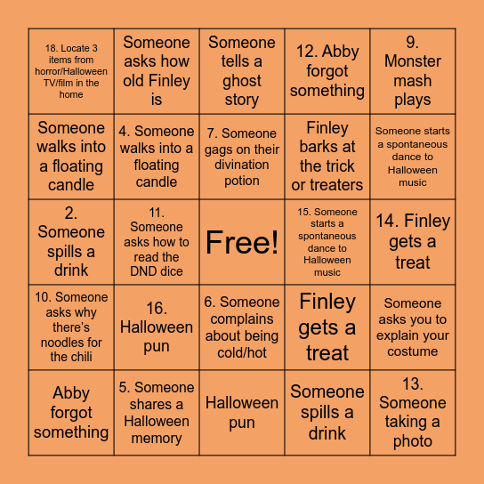 Halloween Bingo Card