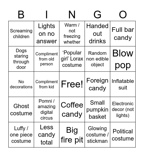 Halloween Bingo Card