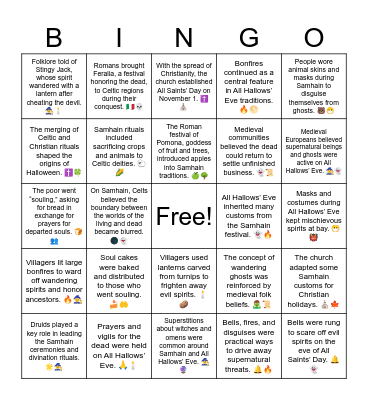 Halloween Trivia Bingo Card