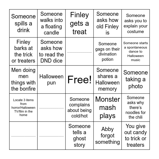 Halloween Bingo Card
