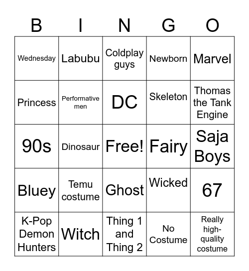 Halloween Bingo Card