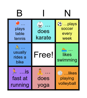 SPORTS Bingo Card