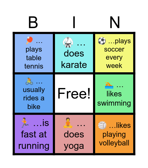 SPORTS Bingo Card
