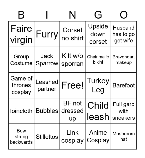 Tipsy Kraken Bingo Card