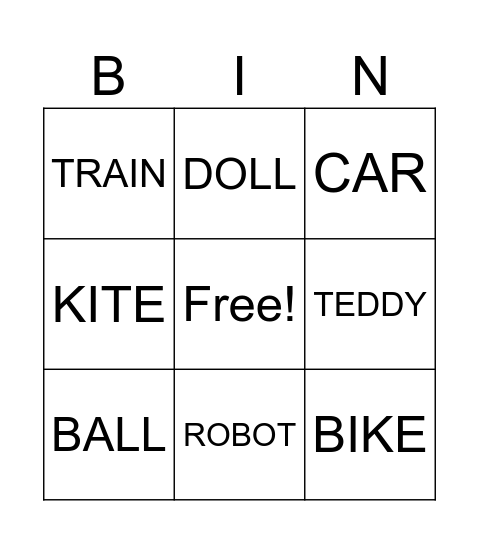 BINGO TOYS Bingo Card