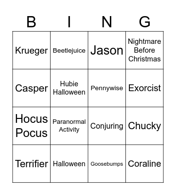 Halloween Bingo Card