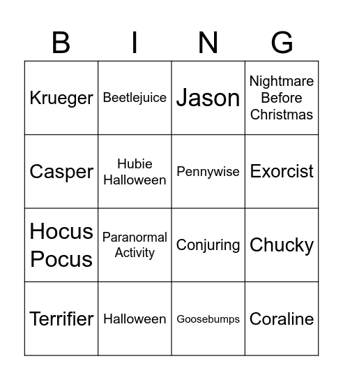 Halloween Bingo Card
