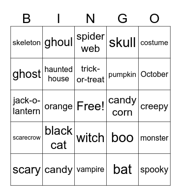 Halloween Bingo Card