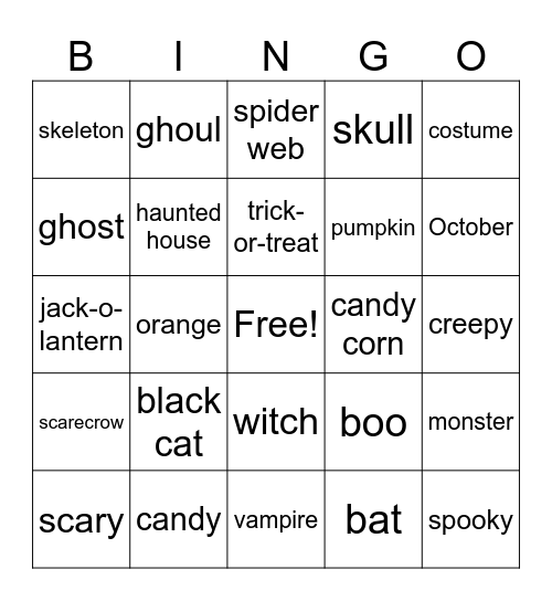 Halloween Bingo Card