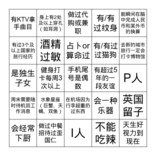 26th Peachilisation Bingo Card