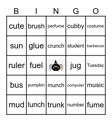 Short and Long u Bingo Card
