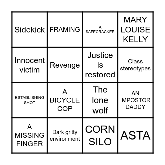 Crime Fiction Bingo Card