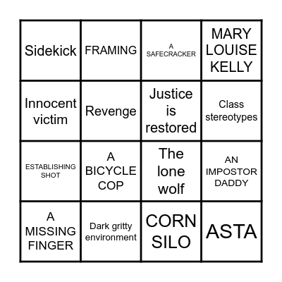 Crime Fiction Bingo Card