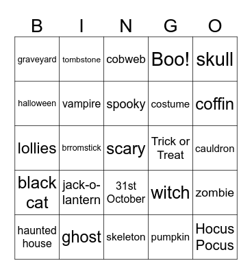halloween Bingo Card
