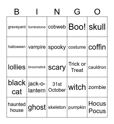 halloween Bingo Card