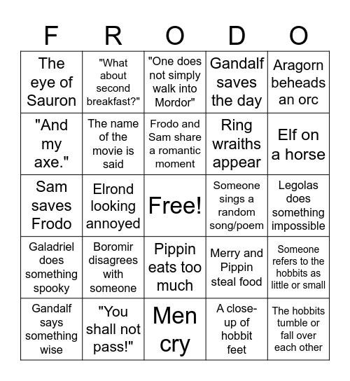 There and Snack Again: Fellowship Bingo Card