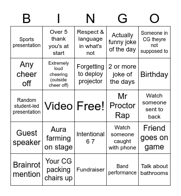 Assembly Bingo Card
