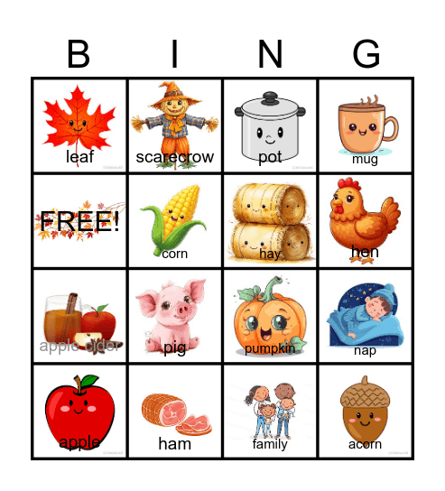 Fall BINGO Card