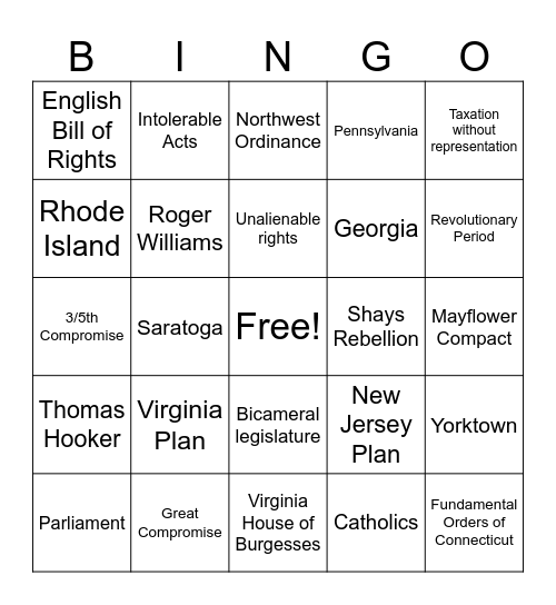 Checkpoint 2 Redo Bingo Card