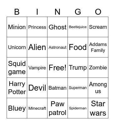 Halloween Bingo Card