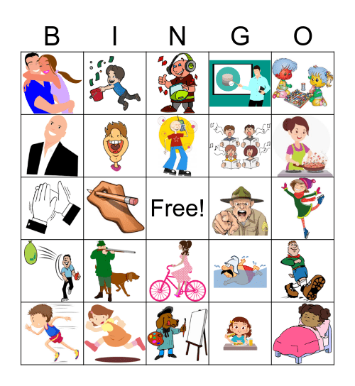 Action Verbs Bingo Card