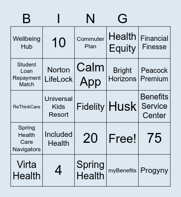 myBenefits Bingo Card