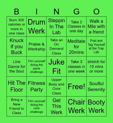 Trap Tribe Winter Challenge Bingo Card