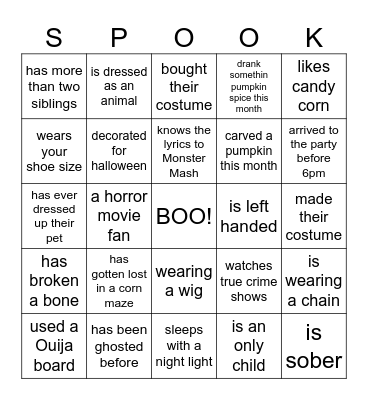 Halloween Bingo Card