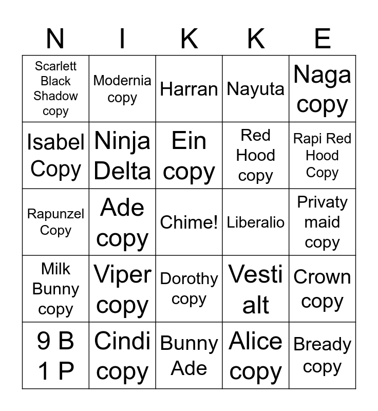 Nikke 3rd anni pulls Bingo Card