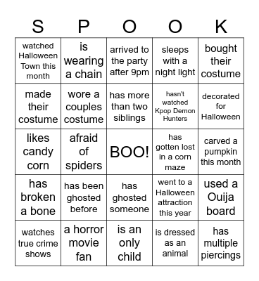 Halloween Bingo Card