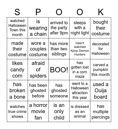 Halloween Bingo Card