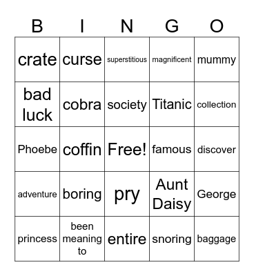 I Survived the Titanic Bingo Card