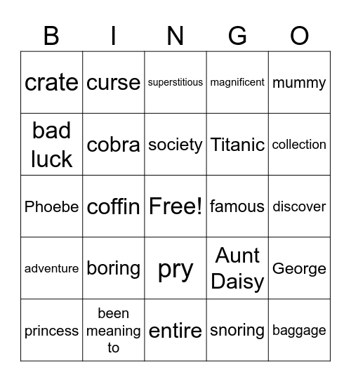 I Survived the Titanic Bingo Card