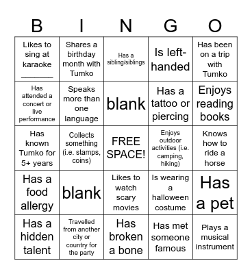 Find someone who... Bingo Card
