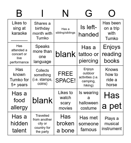 Find someone who... Bingo Card