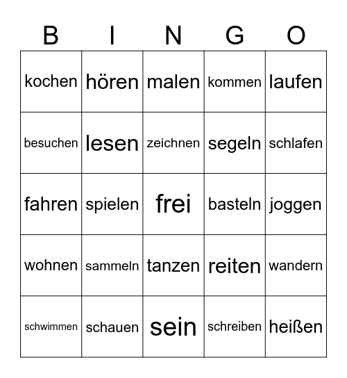 Freizeit Bingo Card